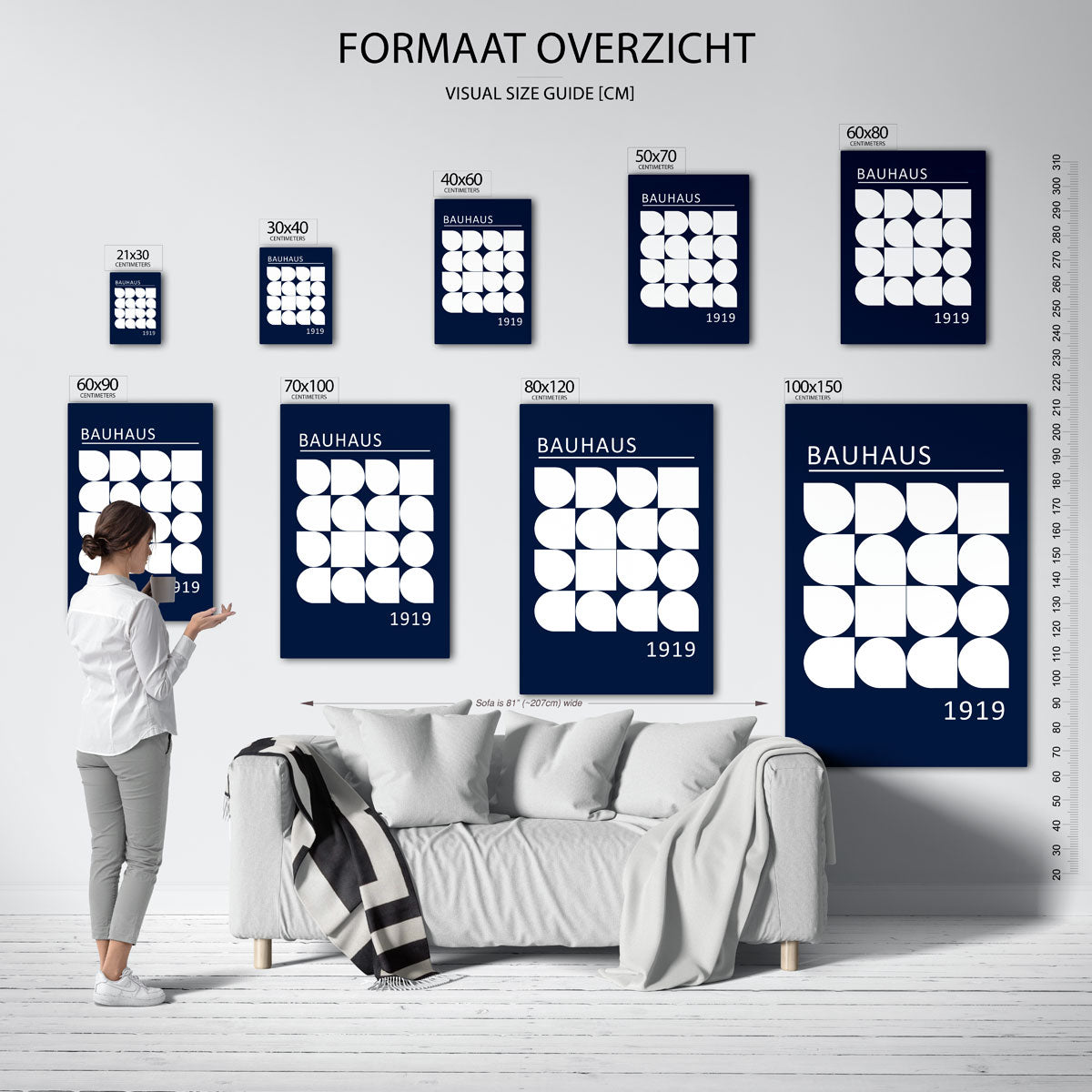 Vormritme en kleur – geometrische poster in Bauhaus-stijl van WallArtistic