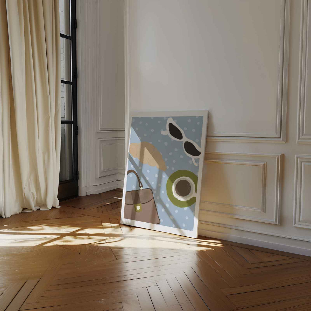Parisian Morning Vibes – kunstwerk met zwarte baklijst