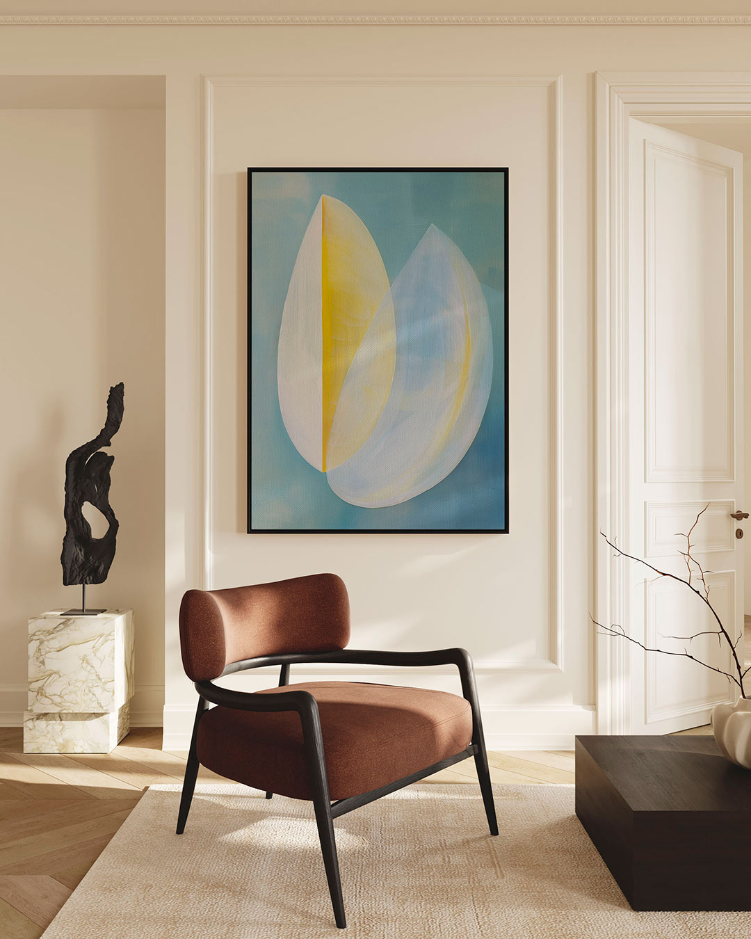 Vloeiende vormen – staande wanddecoratie