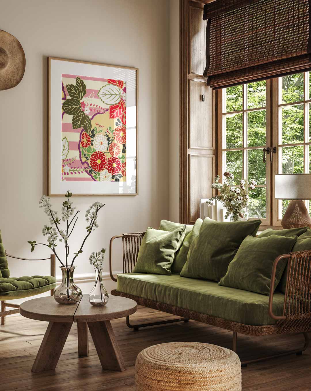 Japanese Floral Kimono – staande muurposter met Popart uitstraling