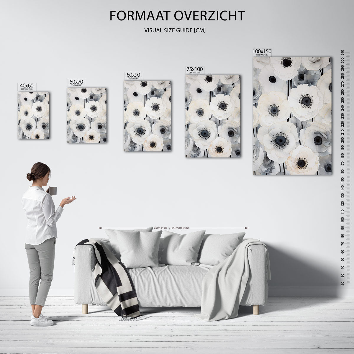 Bloemenpatroon – staand wanddecoratie kunstwerk
