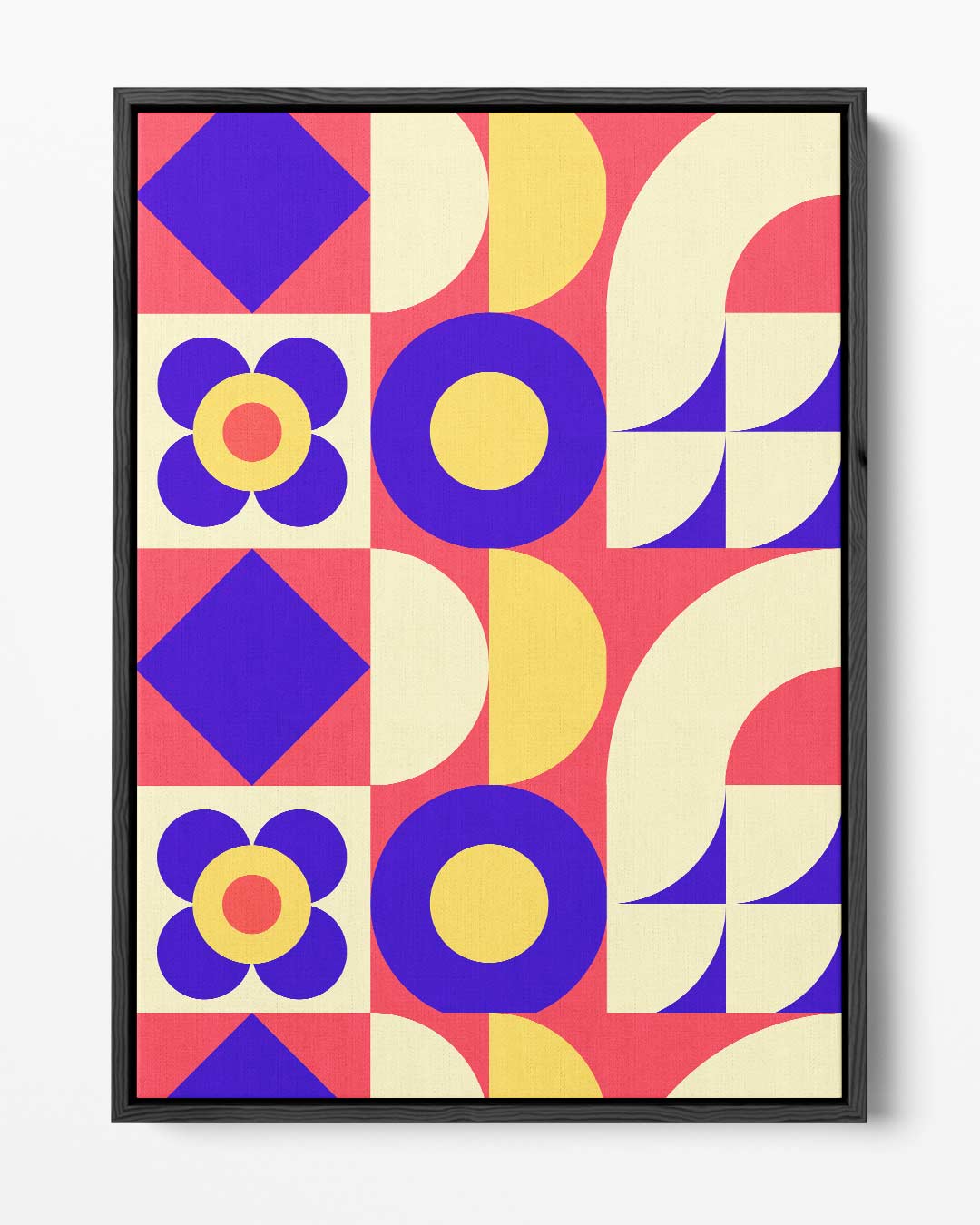 Retro Geometrische Print – portret kunstwerk als wanddecoratie