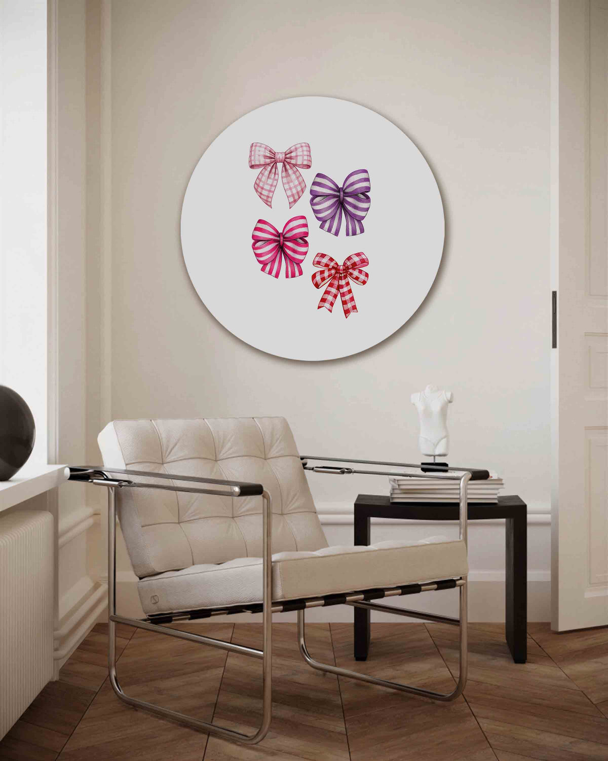 Strikjes – Pop Art muurcirkel als ronde wanddecoratie