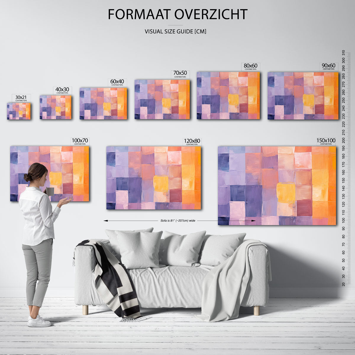 Gekleurde vlakken – liggende muurposter met kleurrijke abstracte vormen