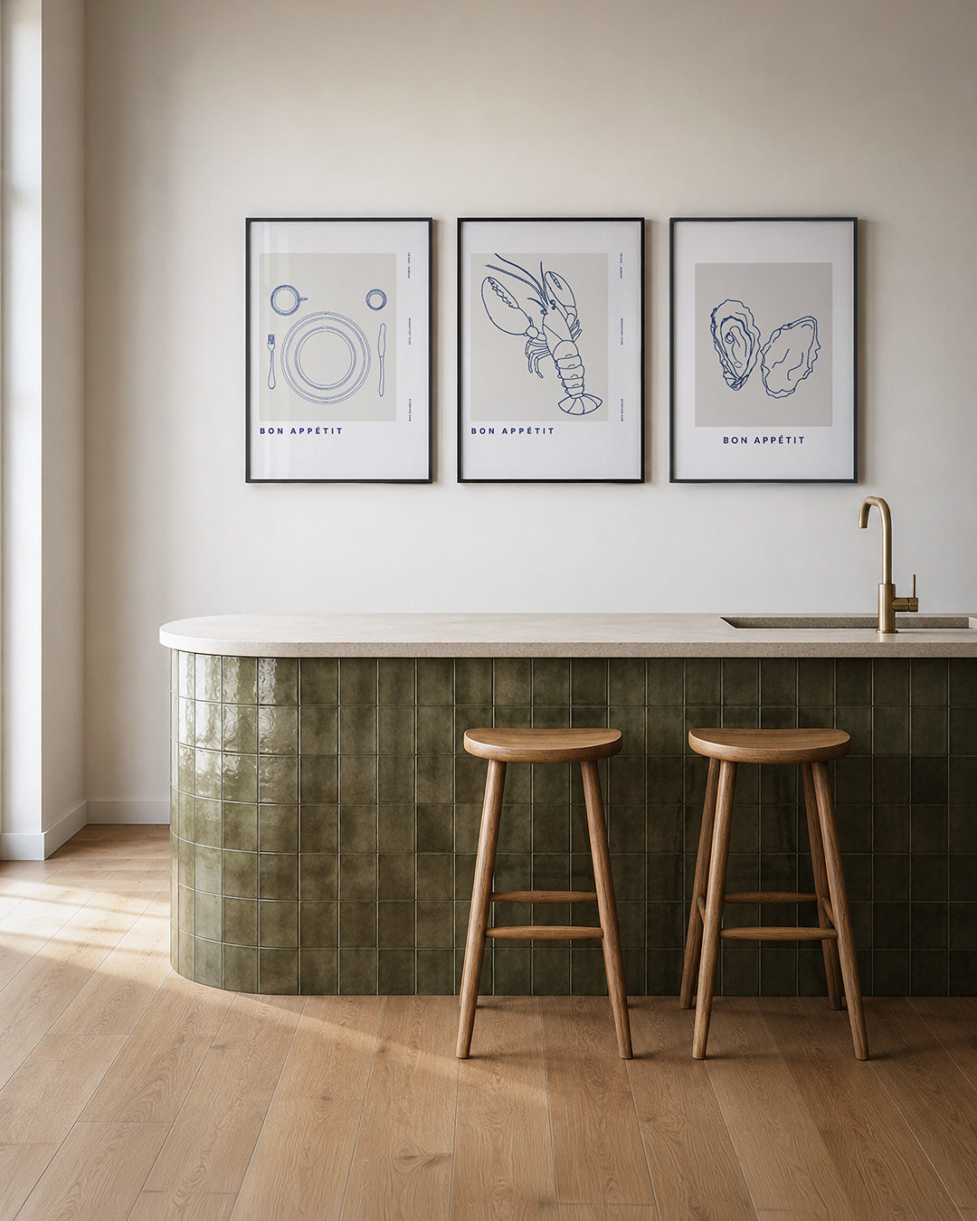 Eetset lijnenspel – deze posterset toont een speels lijnenspel van een eetset – weergave 2
