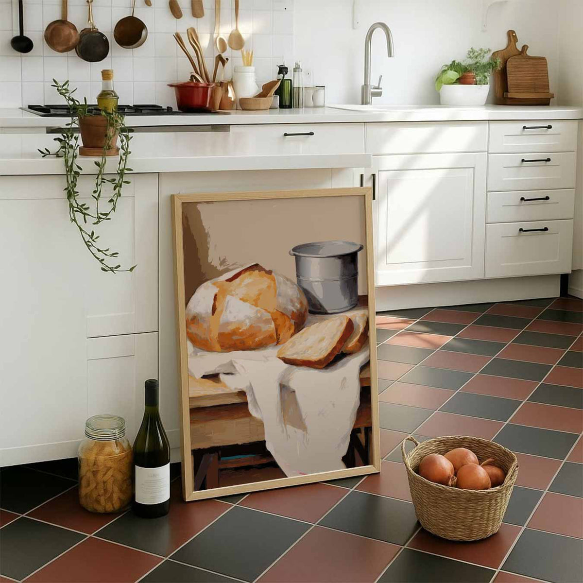 Gezellig Brood Stilleven – staande muurposter voor keuken of eethoek