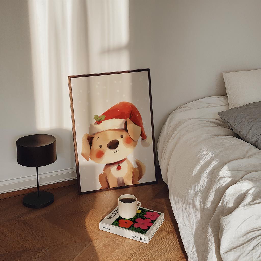 Schattige Kerst Puppy – kinderposter in staand formaat
