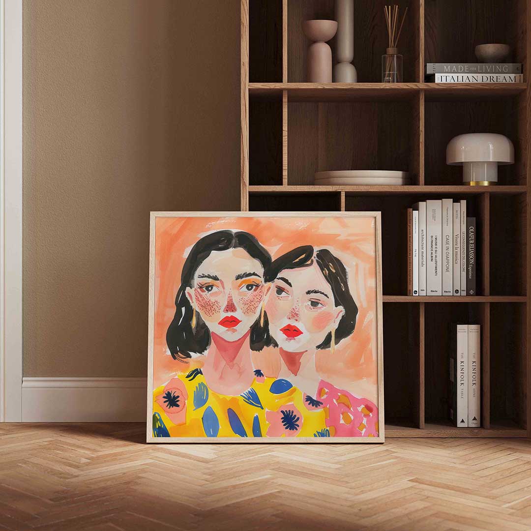 Twee gezichten – portret poster in vierkant formaat