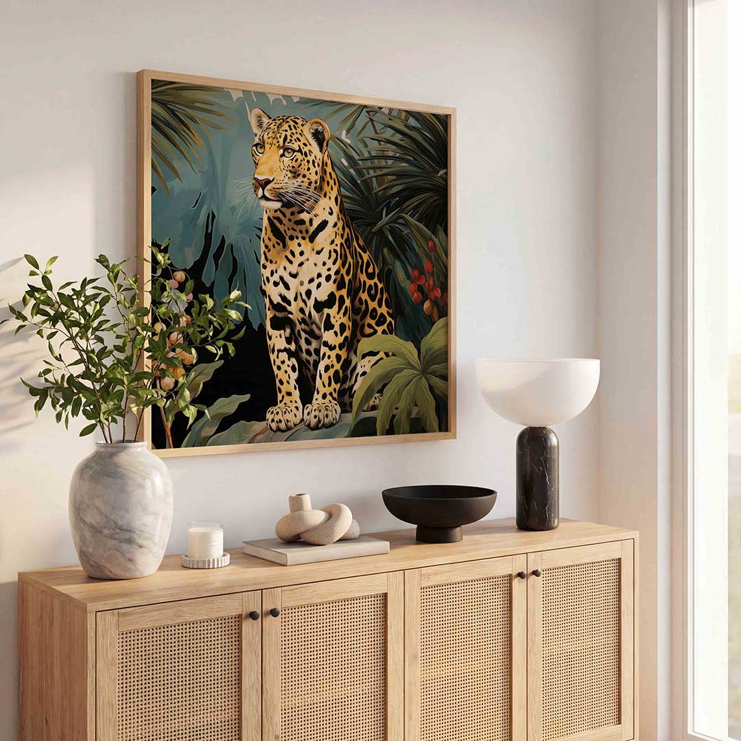 Luipaard in jungle – tropische poster in vierkant formaat