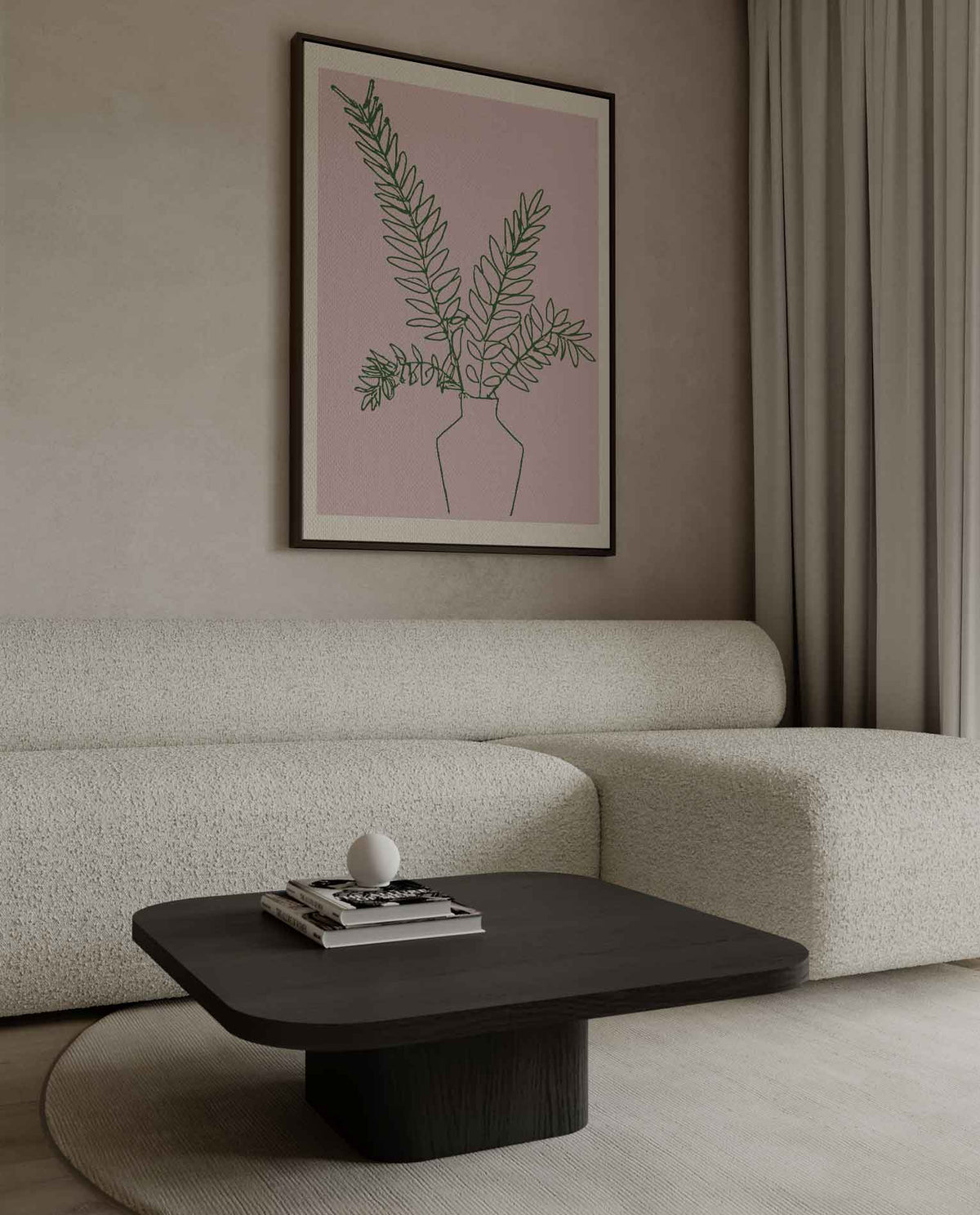 Eenvoudige Botanische Lijntekening – dibond wanddecoratie in staand formaat