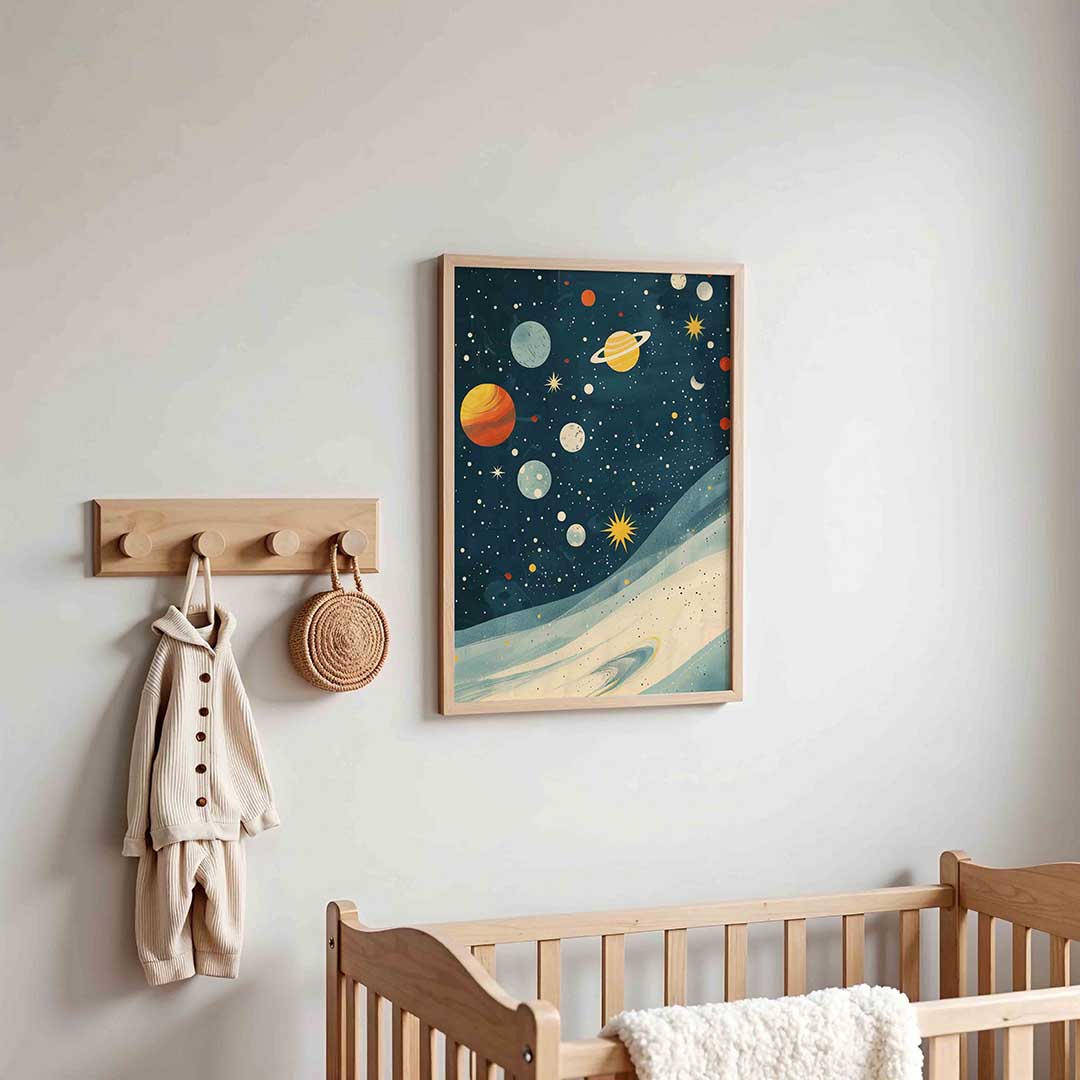 Planeten en sterren – kinderposter in staand formaat