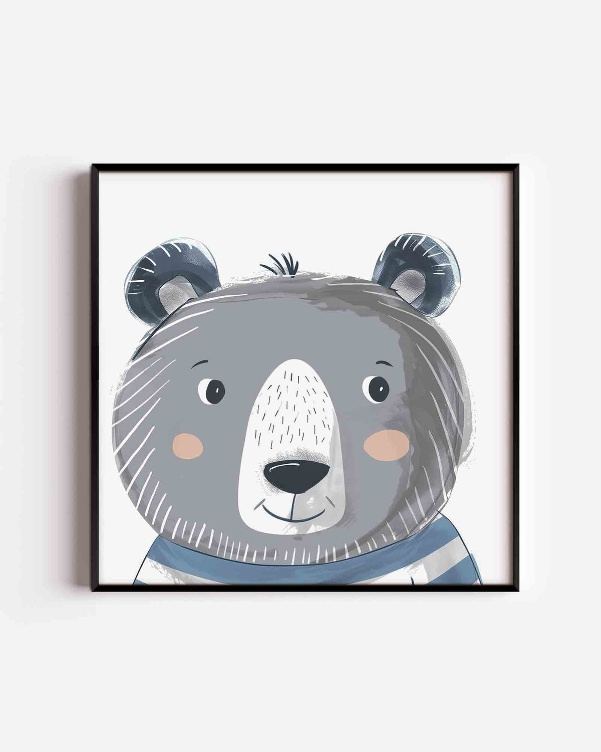 Grijze beer – vierkante kinderposter als wanddecoratie