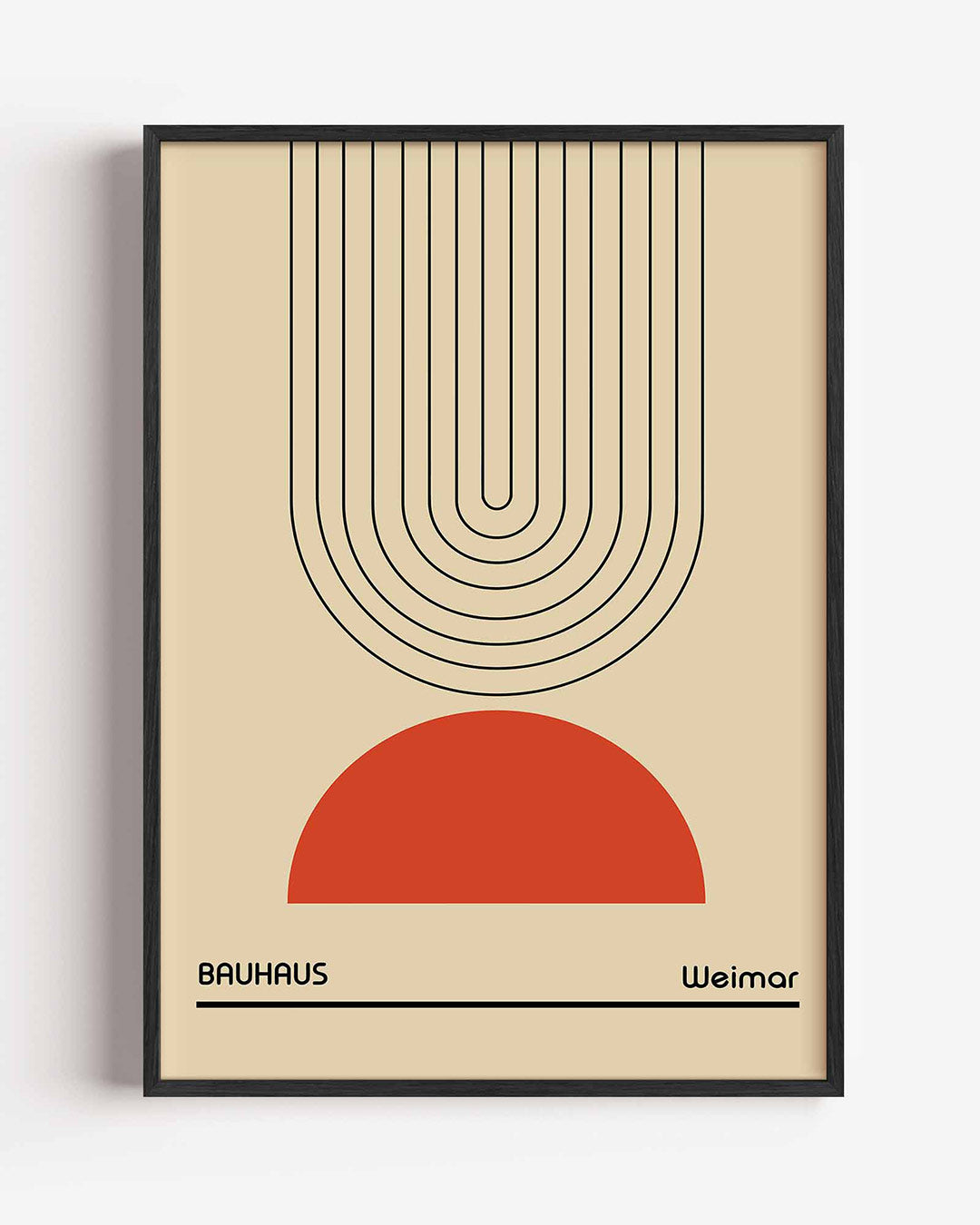 Lijnen en halfrond – staande Bauhaus poster als wanddecoratie