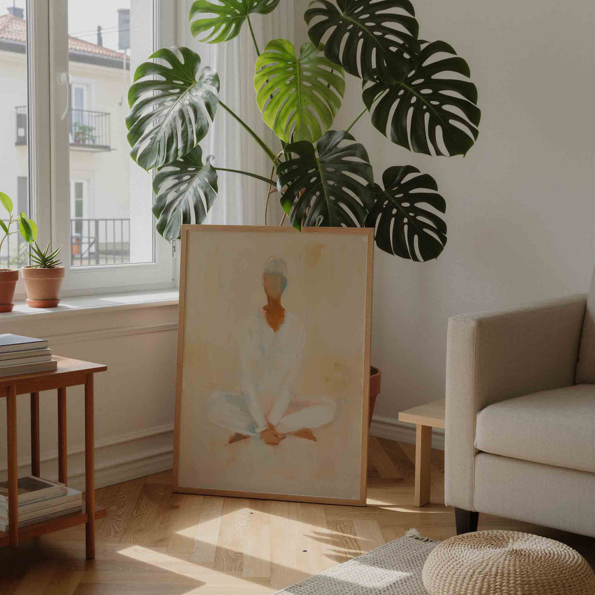 Zittende figuur – moderne illustratie als portret poster