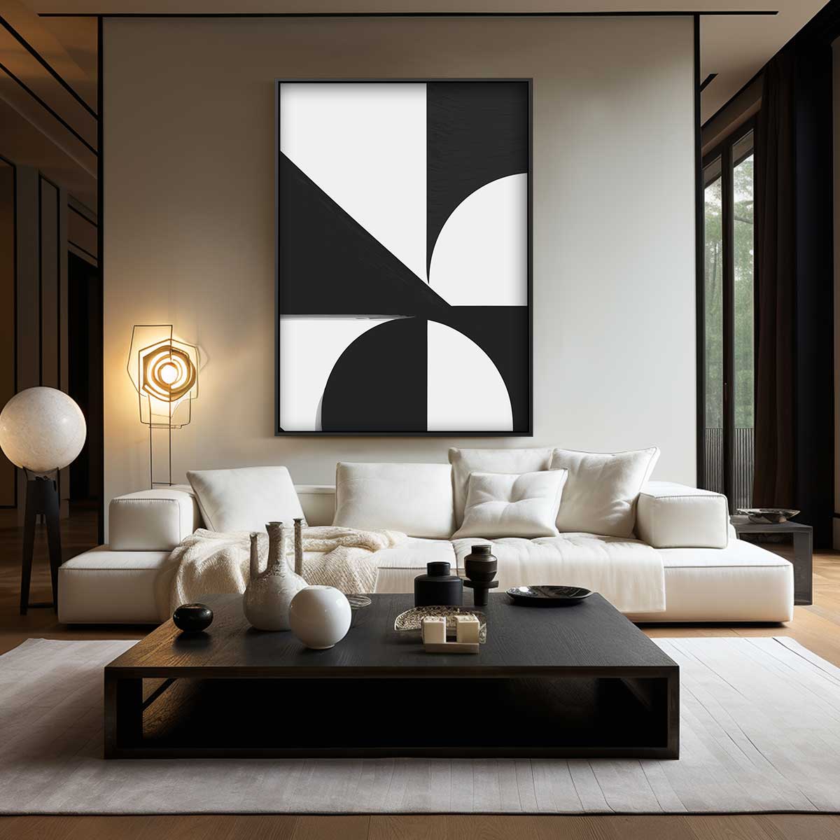 Abstract Geometrisch Contrast – modern portret kunstwerk van WallArtistic