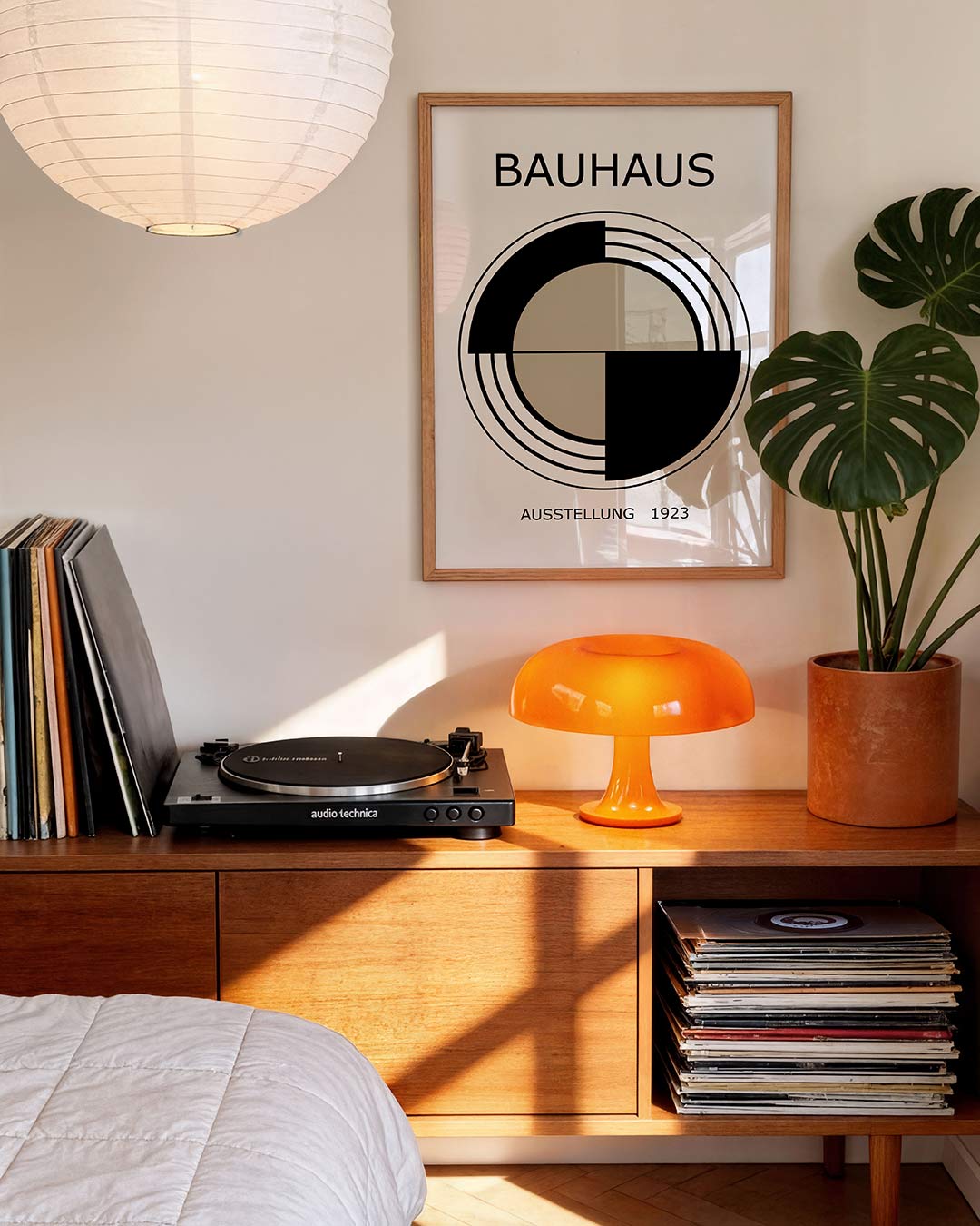 Cirkel en lijnen – geometrische Bauhaus poster in staand formaat