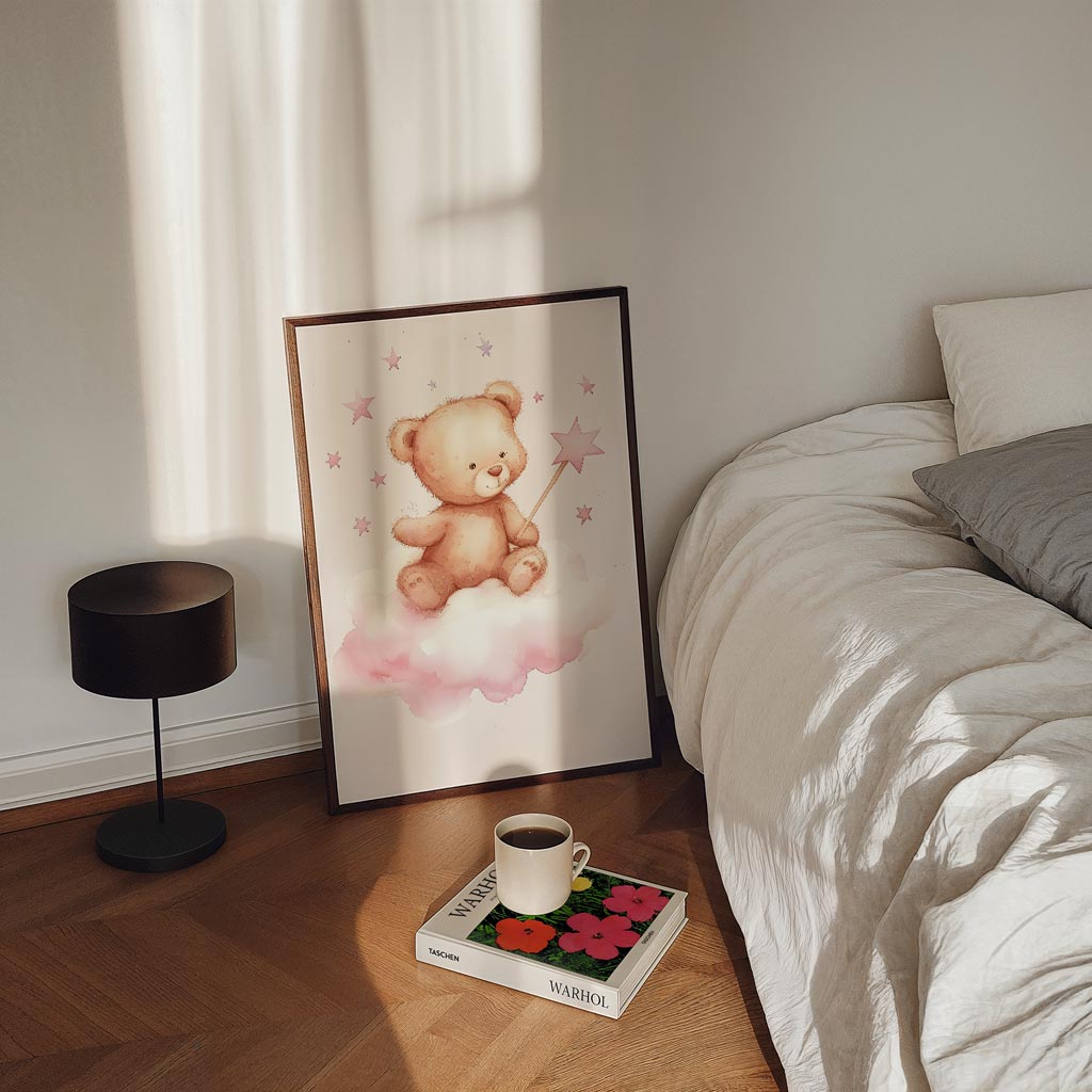Dromerige Teddybeer Wanddecoratie – staande kinderkamer wanddecoratie van WallArtistic