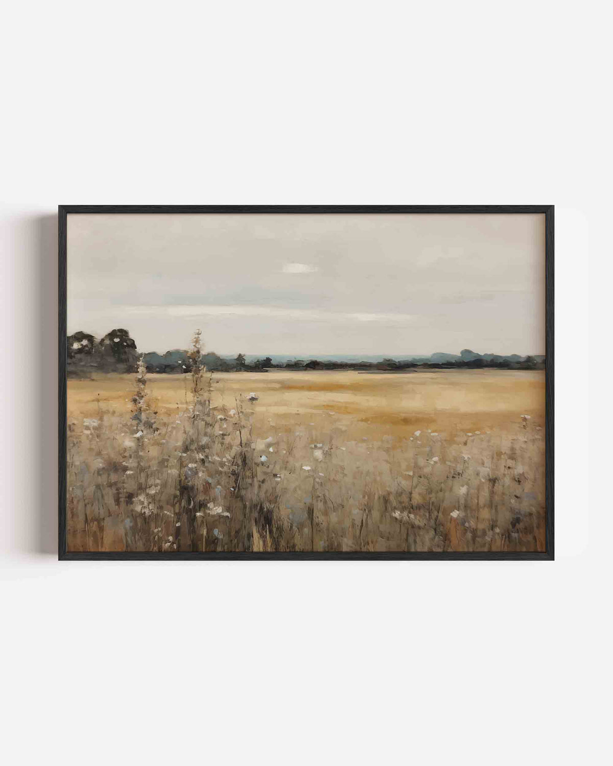 Landschap met veld en bomen – hedendaagse illustratie poster in landscape formaat