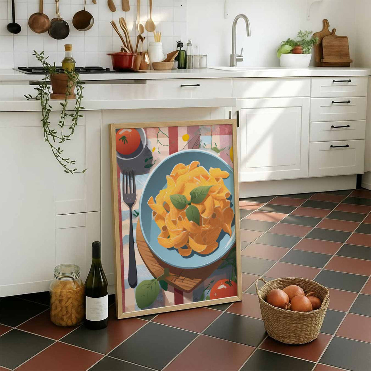 Vrolijke Italiaanse Pasta – staande muurposter voor keuken of eethoek