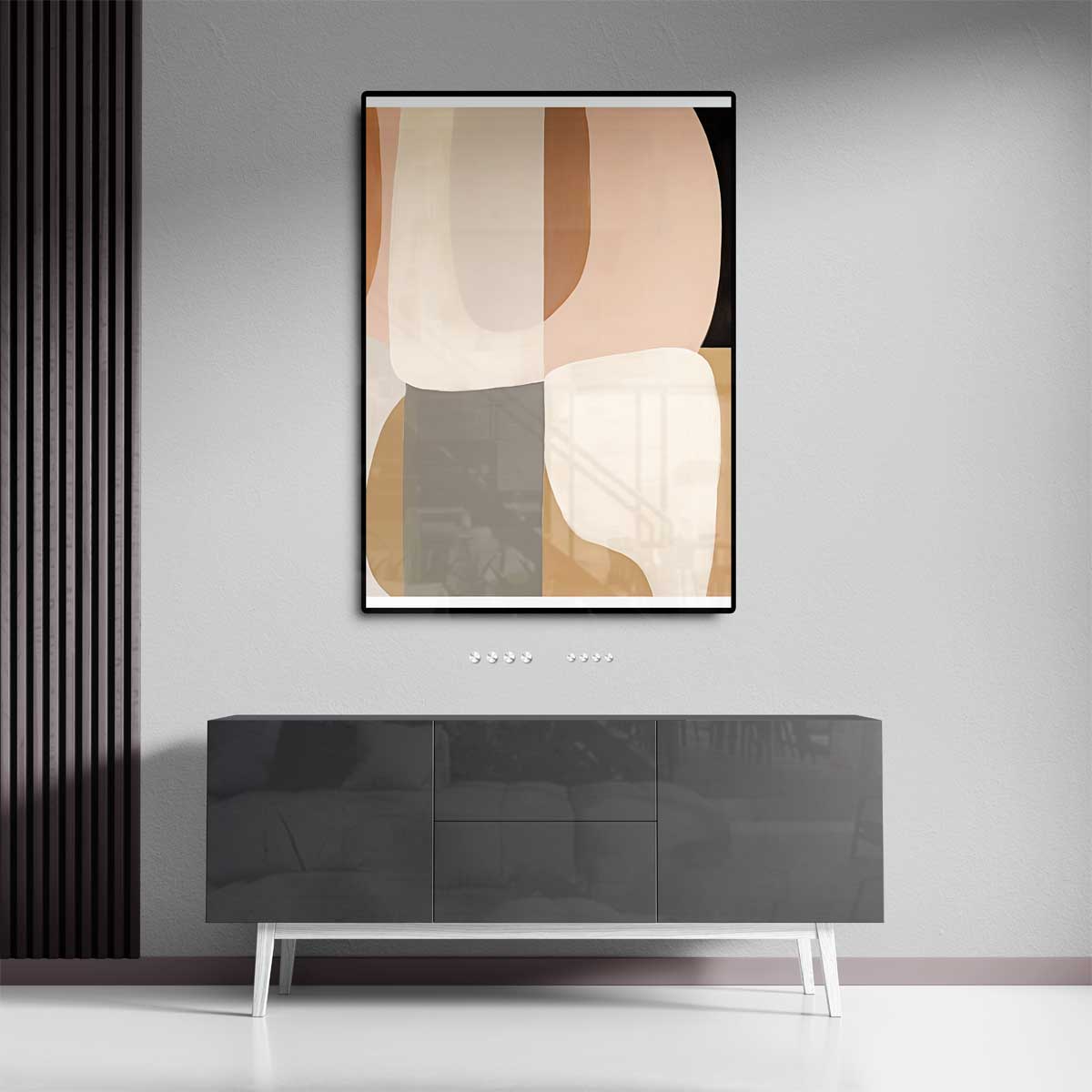 Warm Elegantie Abstract Schilderij – staande wandkunst voor woonkamer of interieur