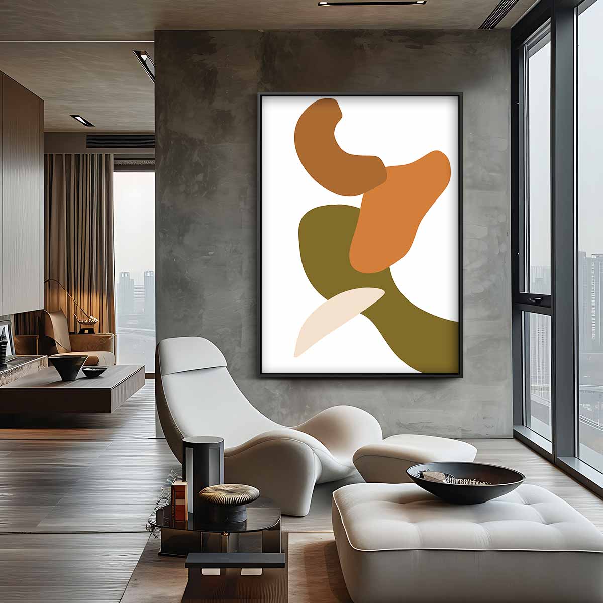 Aards Abstract – canvas wanddecoratie in portret formaat
