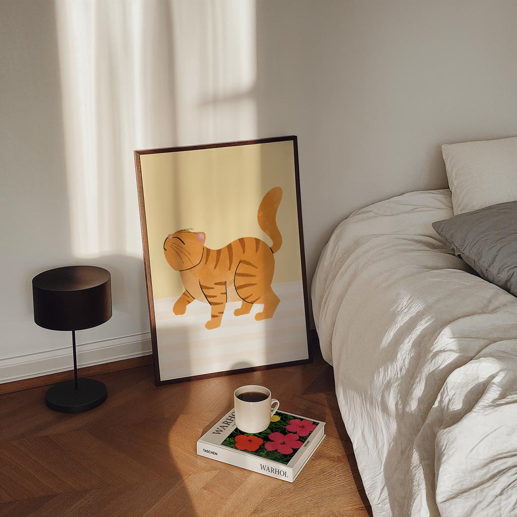 Dromerige Kat Illustratie – staande kinderkamer wanddecoratie van WallArtistic