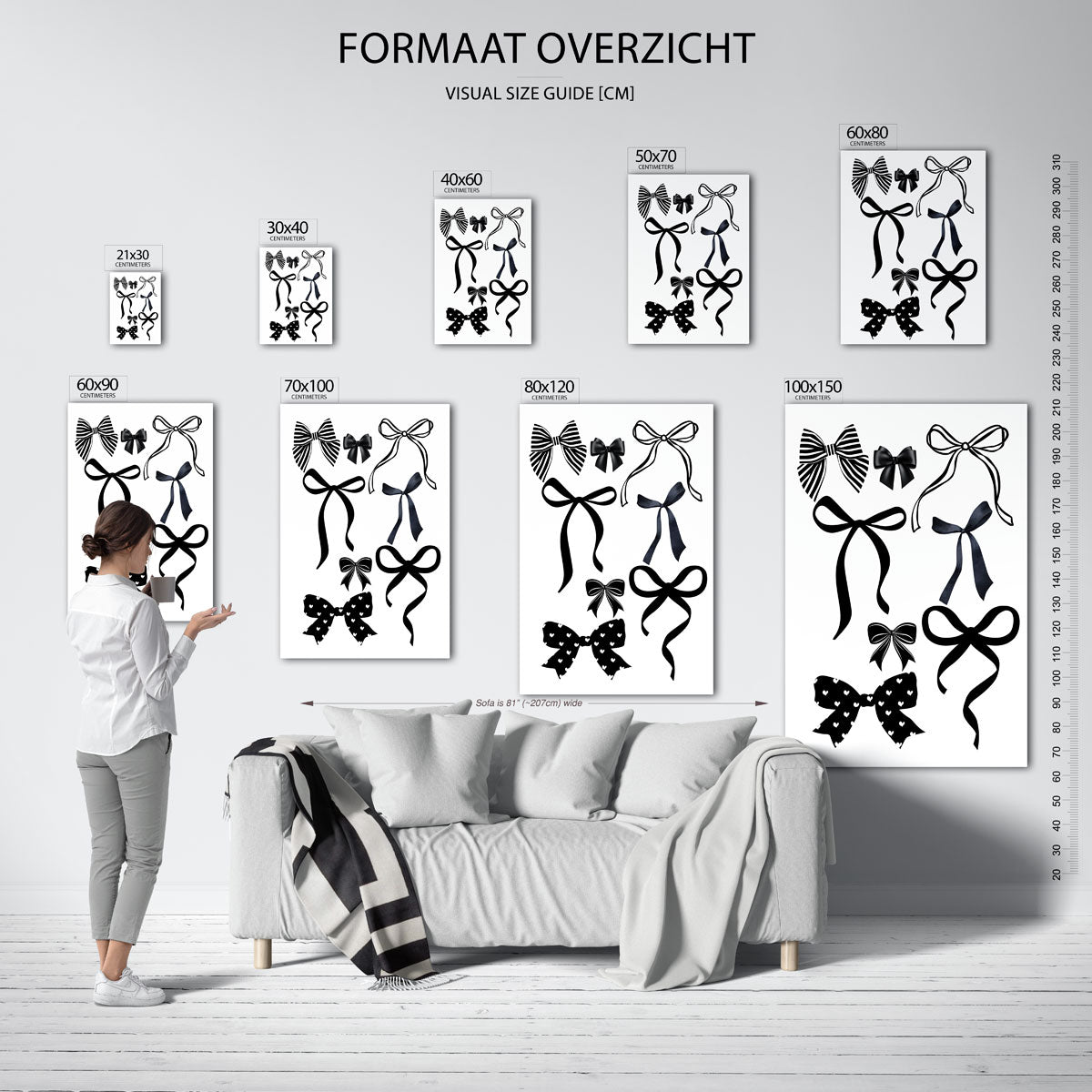Verschillende strikken – staande muurposter in Pop Art stijl