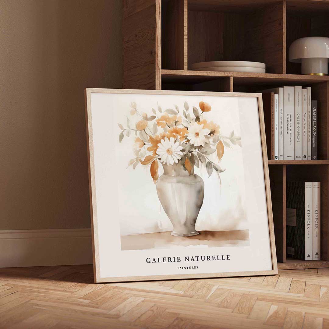 Bloemen in vaas – moderne wandkunst met kleur en vormen als poster