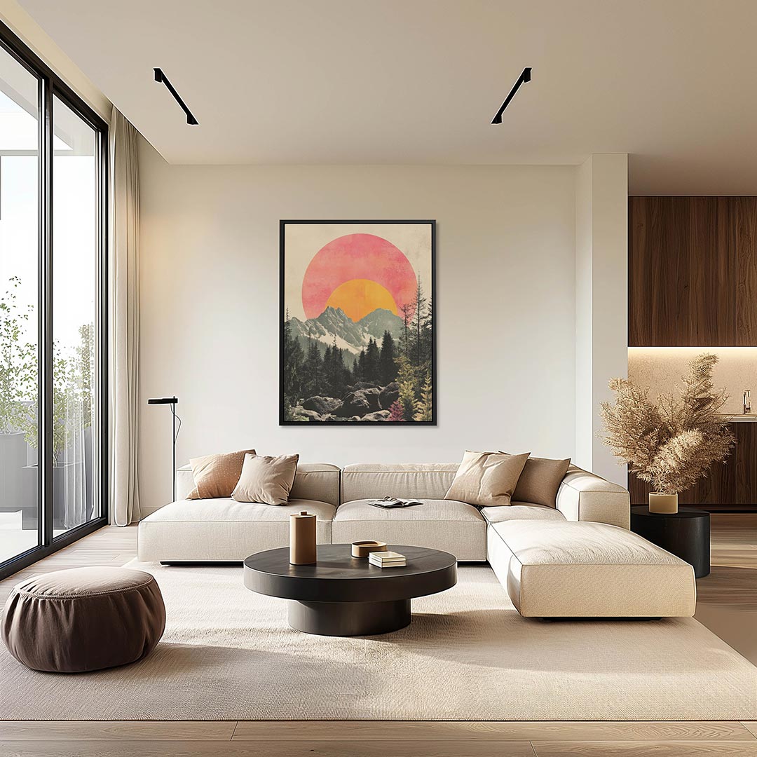 Geometrische zonsondergang – staand wanddecoratie kunstwerk