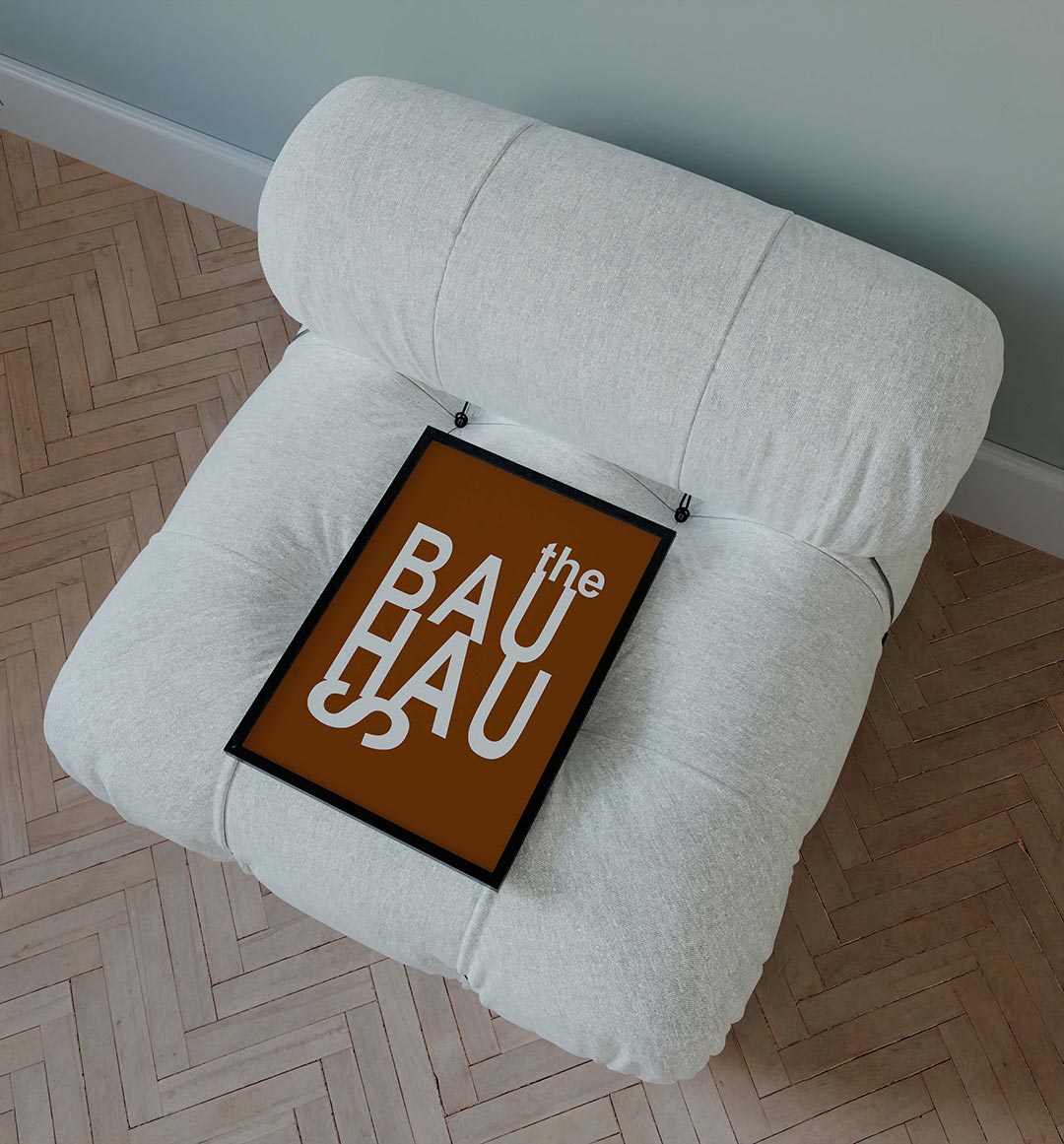 Typografische compositie – staande Bauhaus poster voor aan de muur