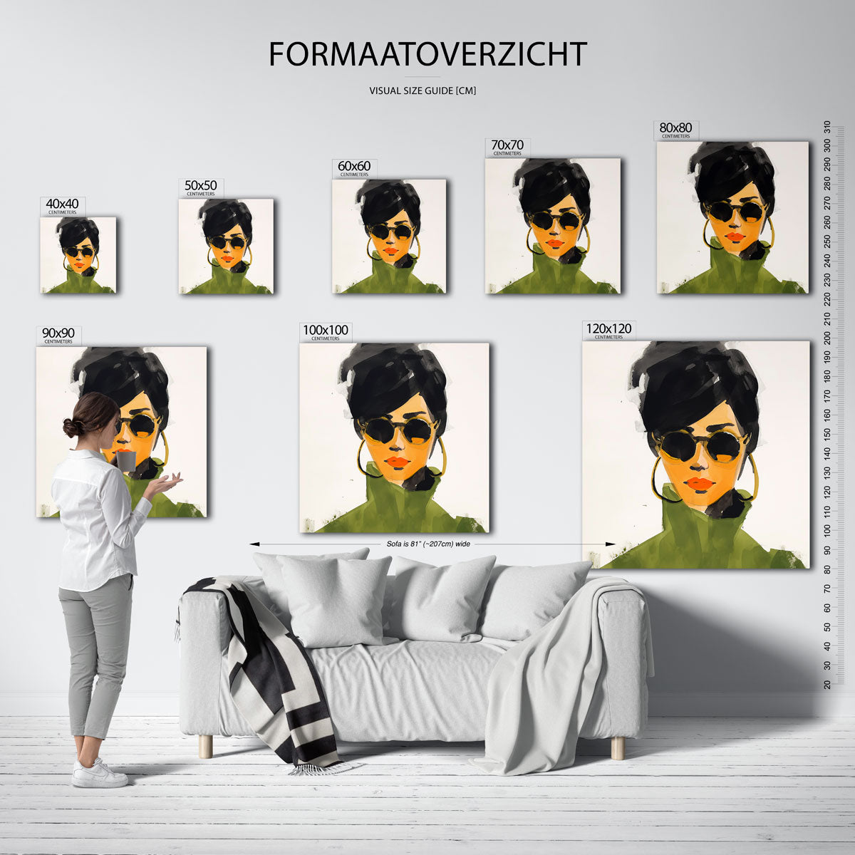 Vrouw met zonnebril – vierkante muurposter met vrouwelijk portret