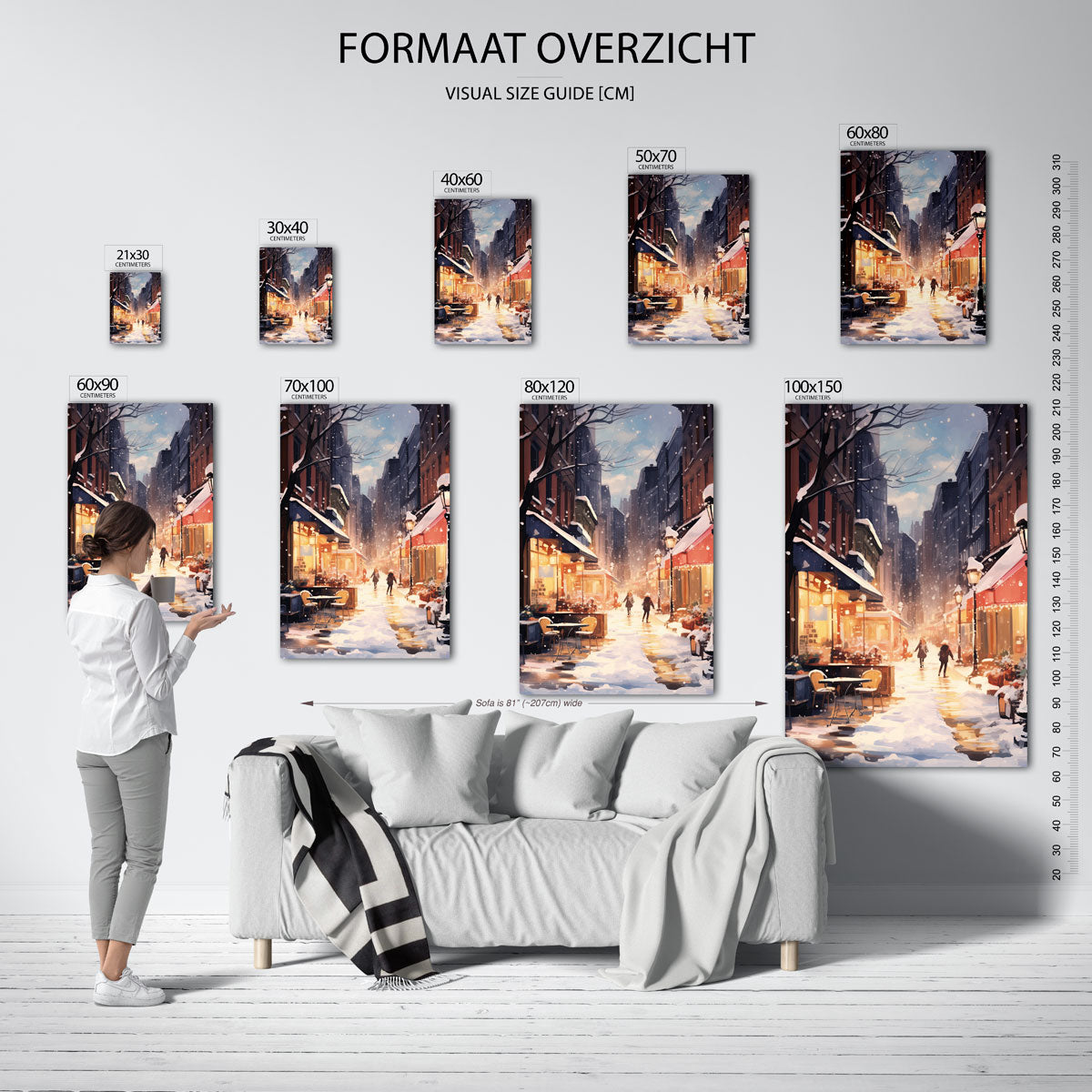 Winterse straat – staande muurposter voor kerst