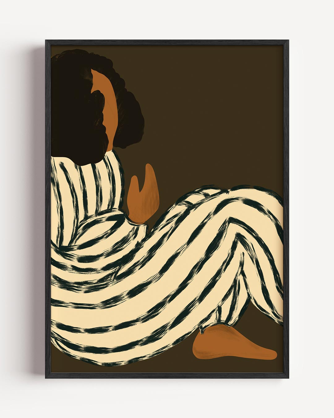 Relaxed Vibes Striped Art – vrouwelijk portret poster als wanddecoratie
