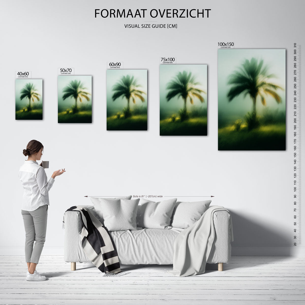 Vervagende palmboom – staand wanddecoratie kunstwerk