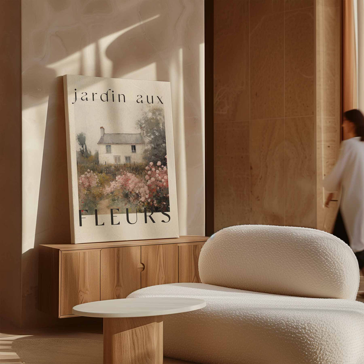 Franse Bloementuin Poster – canvas wanddecoratie in portret formaat