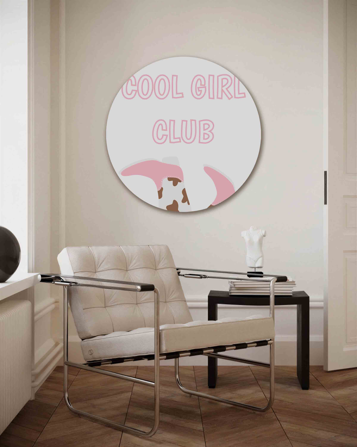 Cool girl club – Pop Art muurcirkel als ronde wanddecoratie