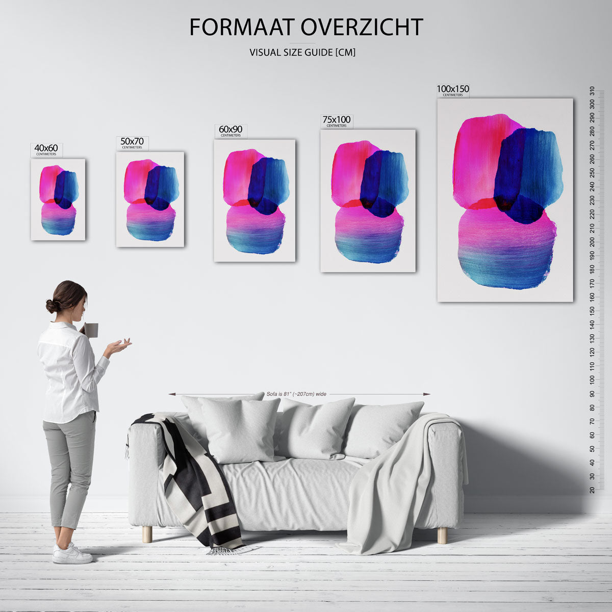 Kleurrijke vormen – staand wanddecoratie kunstwerk