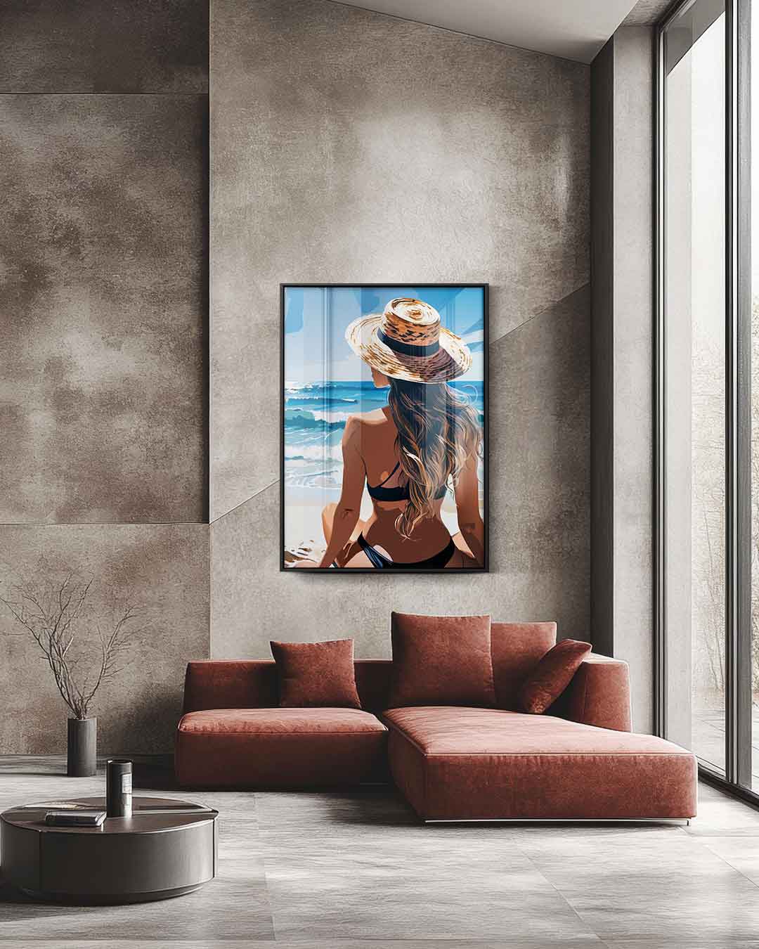 Zomers Stranduitzicht – staande wandkunst voor woonkamer of interieur