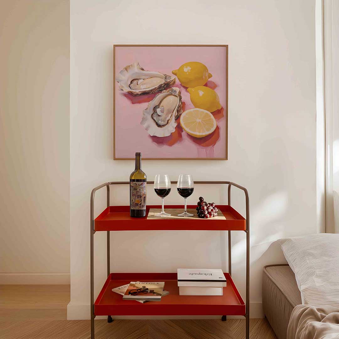Oesters en citroenen – vierkante keuken wanddecoratie van WallArtistic