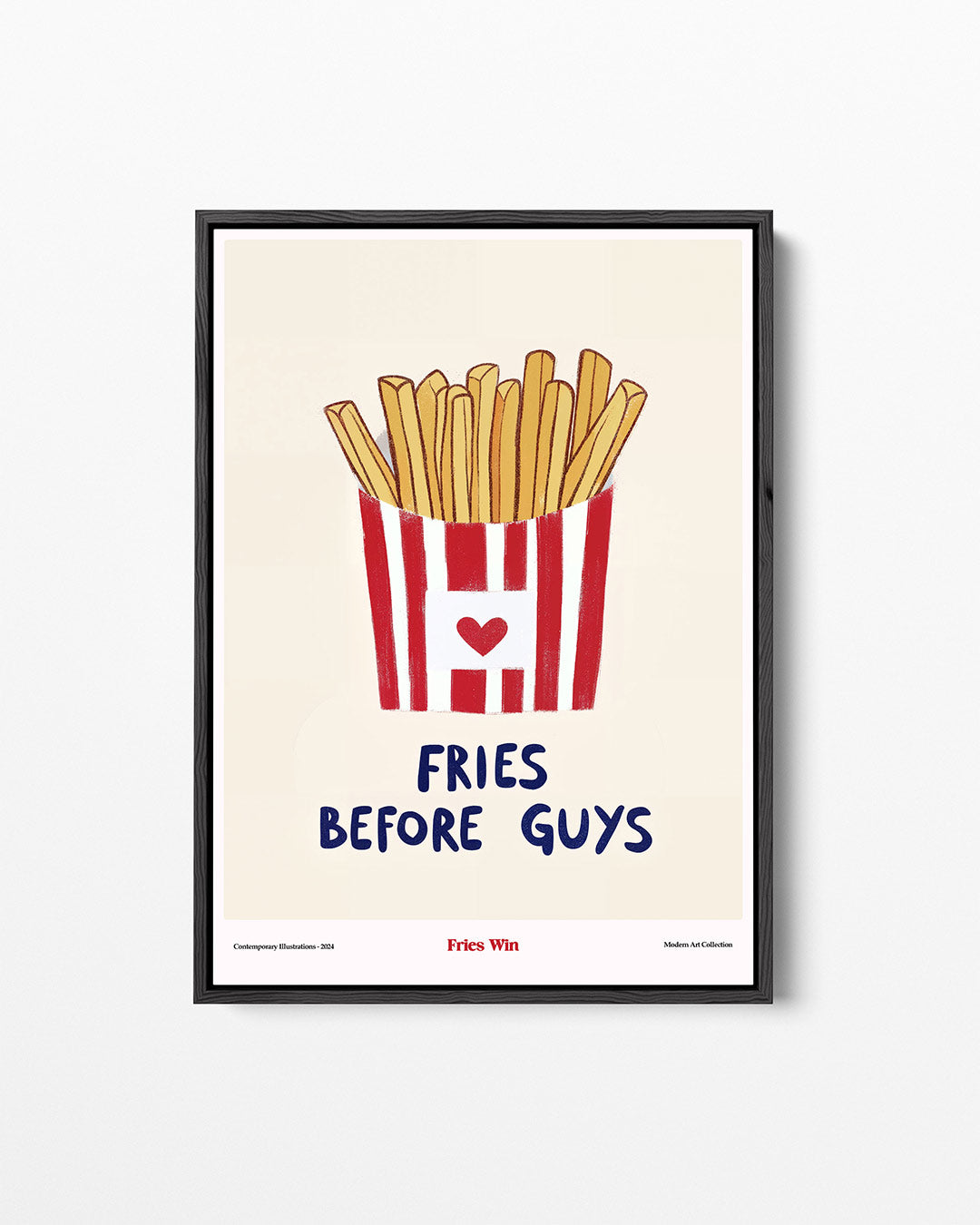 Speelse frietjes illustratie – staand wanddecoratie kunstwerk
