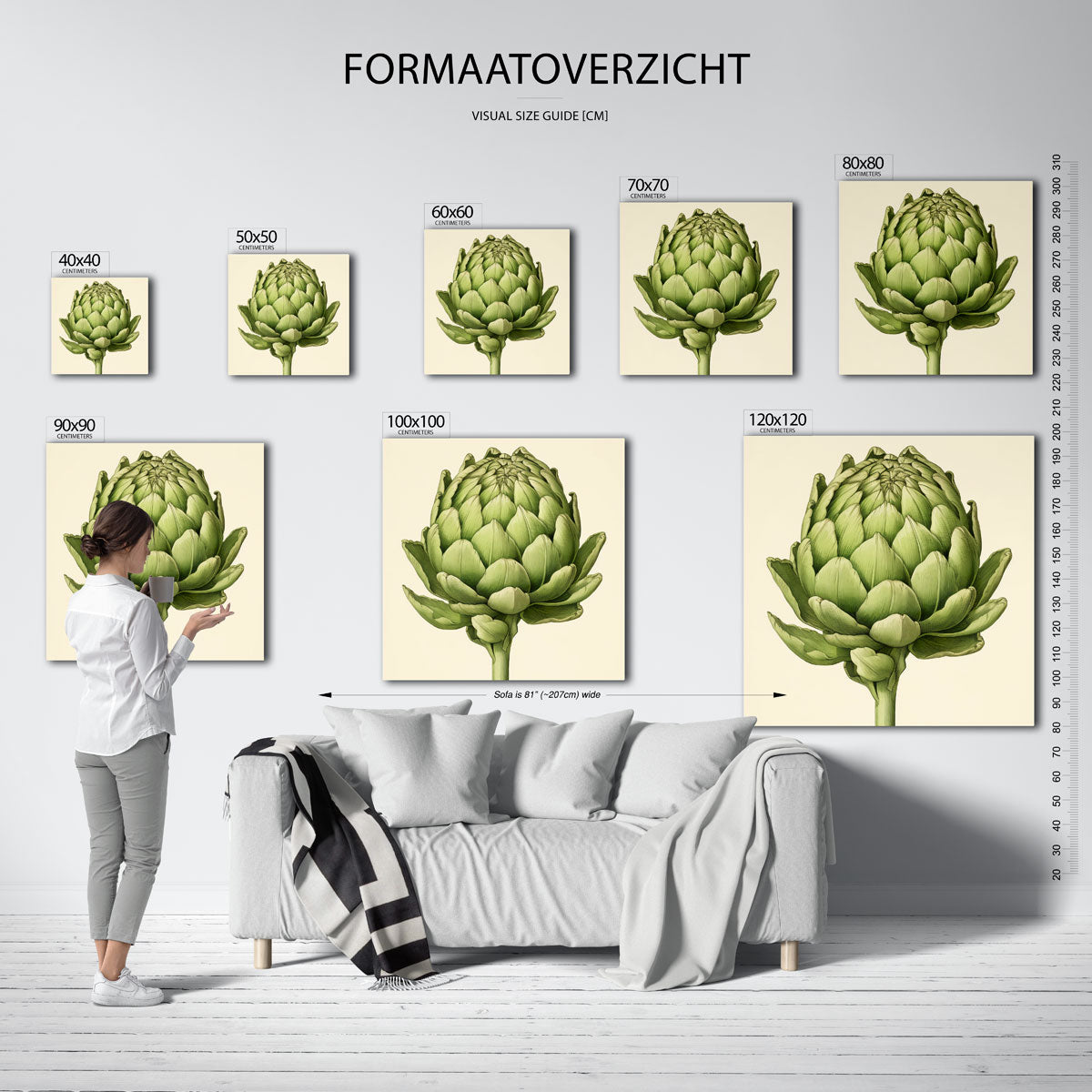 Artisjok – vierkante muurposter voor keuken of eethoek