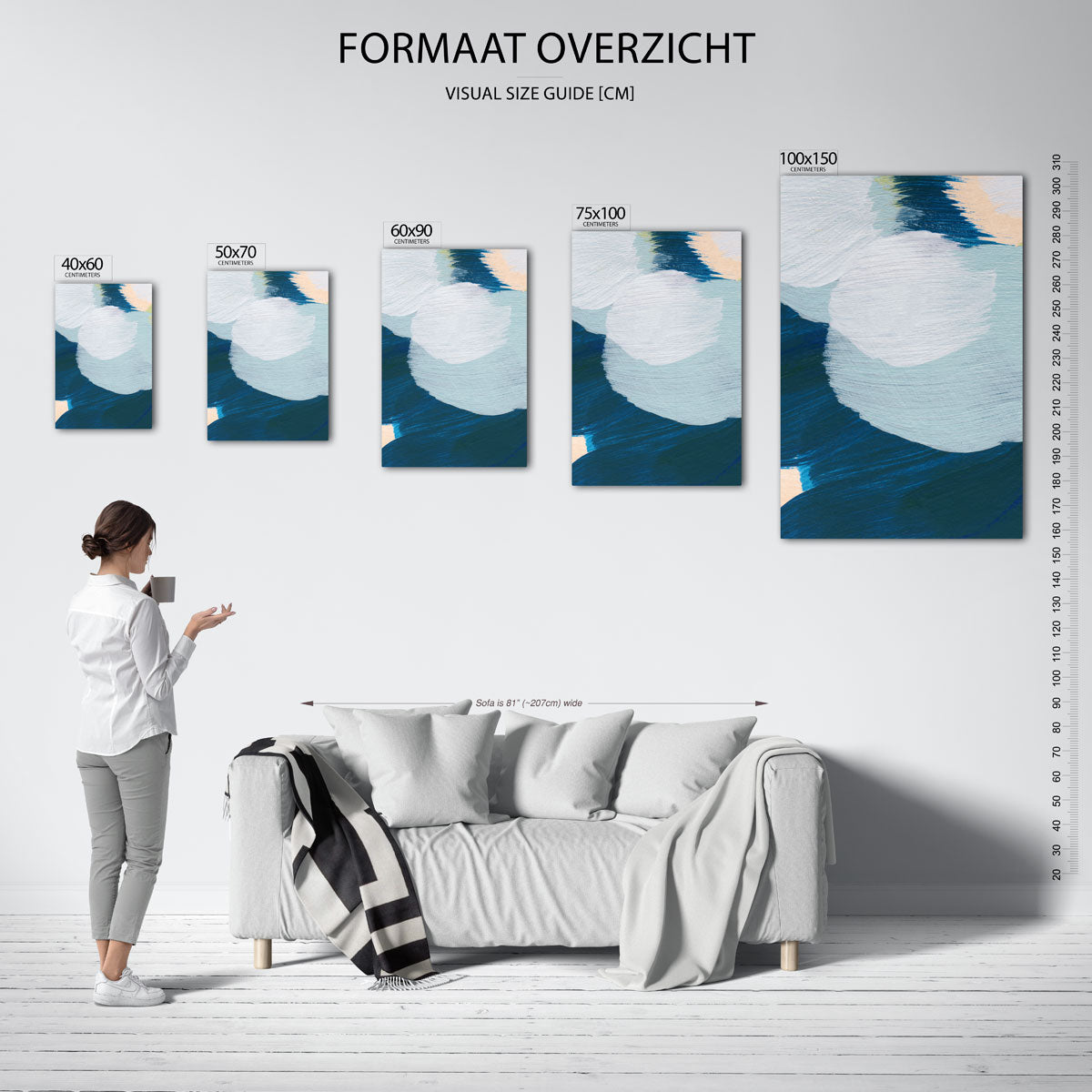 Organische kleurencompositie – staande wanddecoratie van WallArtistic