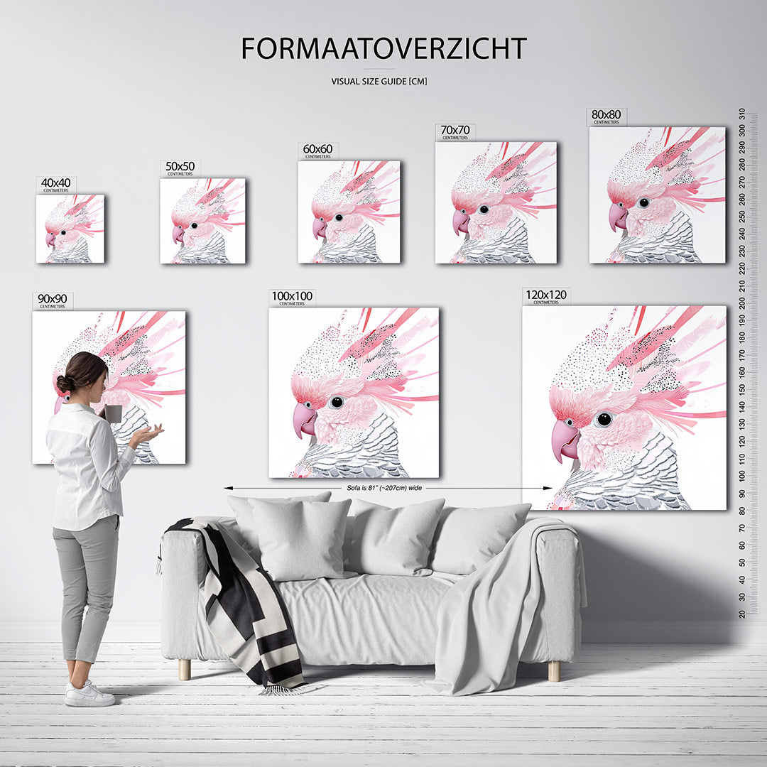 Vogelsilhouet met patronen kunstwerk – dit werk toont een vogel met gedetailleerde patronen en zachte kleuren. De compositie