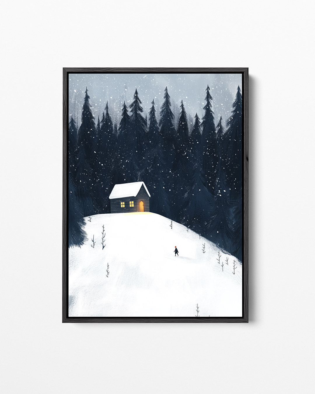 Winterlandschap met huis – staand wanddecoratie kunstwerk