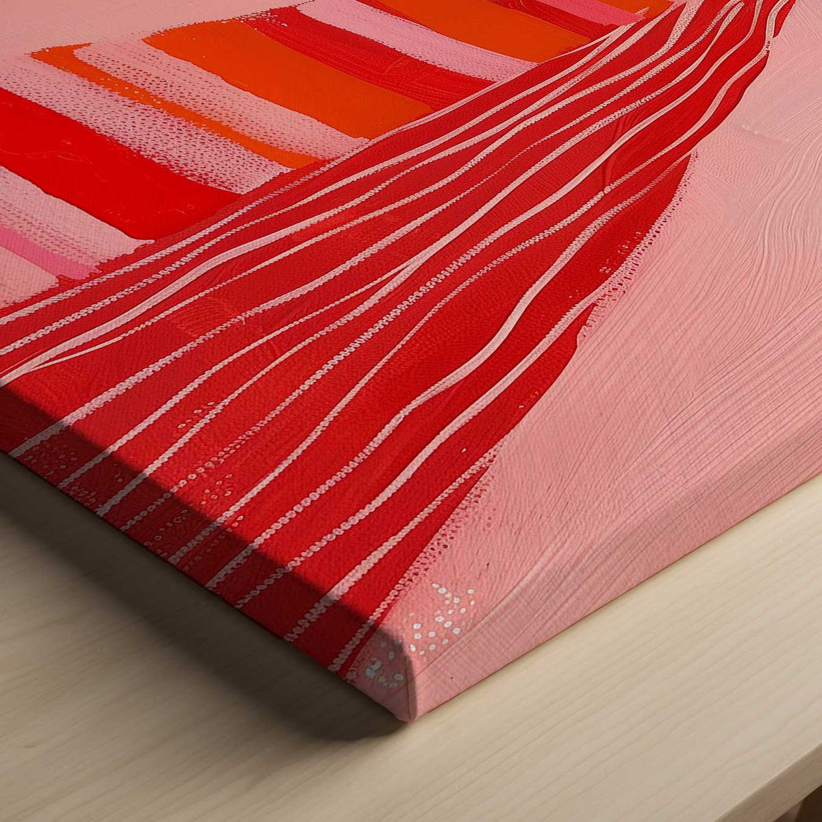 Vrouw in Roze en Rood – canvas kunstwerk als wanddecoratie