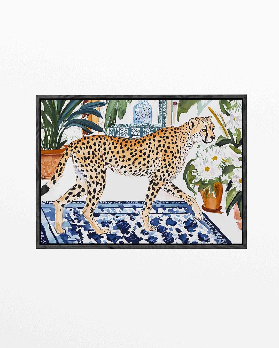 Luipaard in interieur – liggend dieren kunstwerk