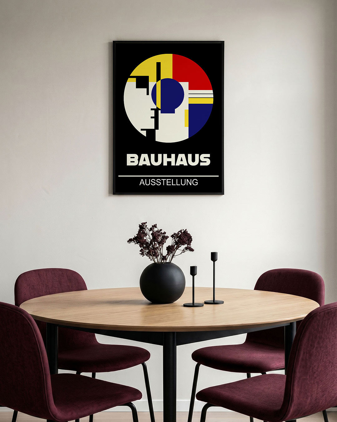 Cirkelvorm en kleur – staande Bauhaus poster voor aan de muur