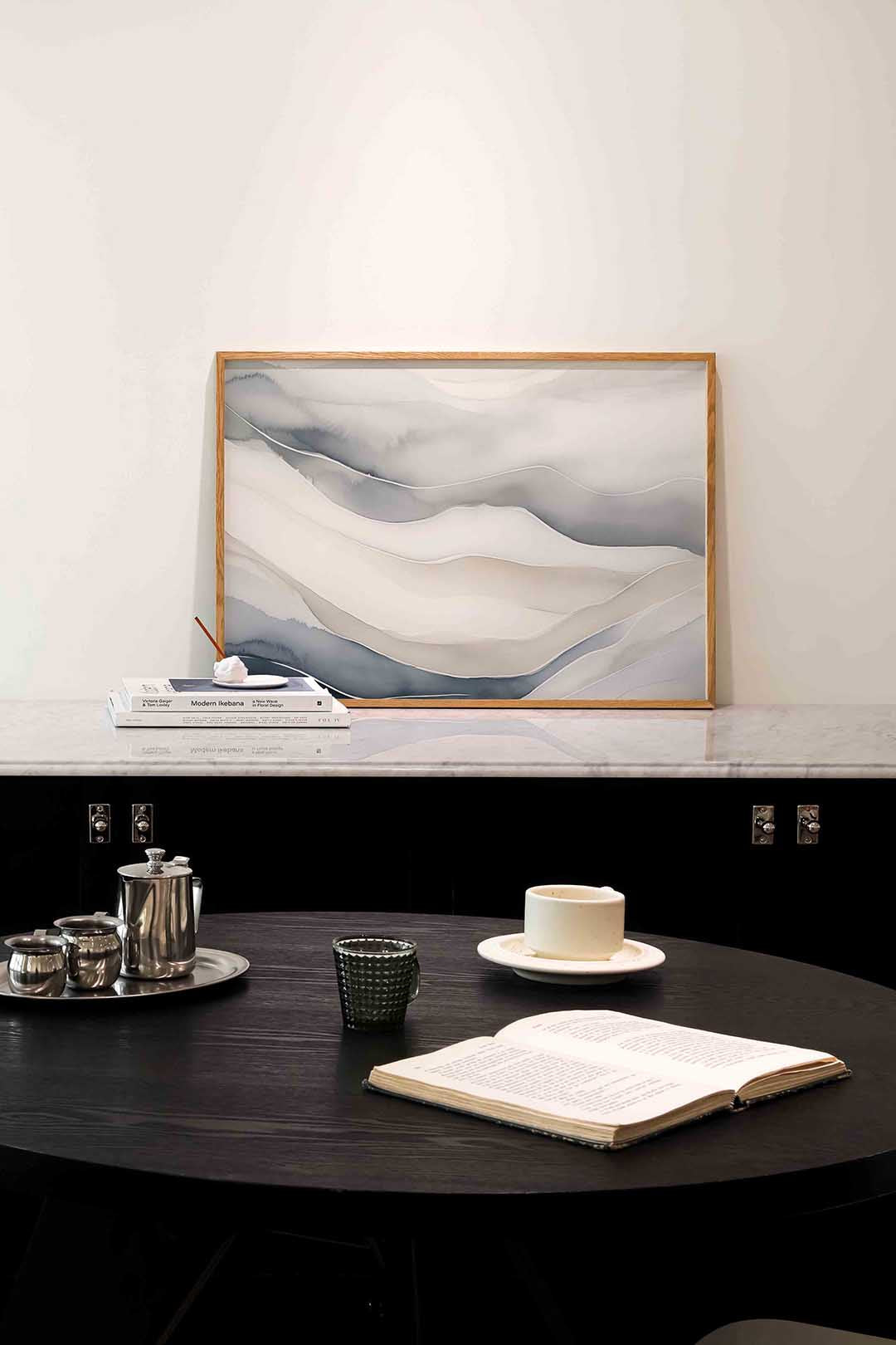 Golvende lijnen – abstracte poster in liggend formaat