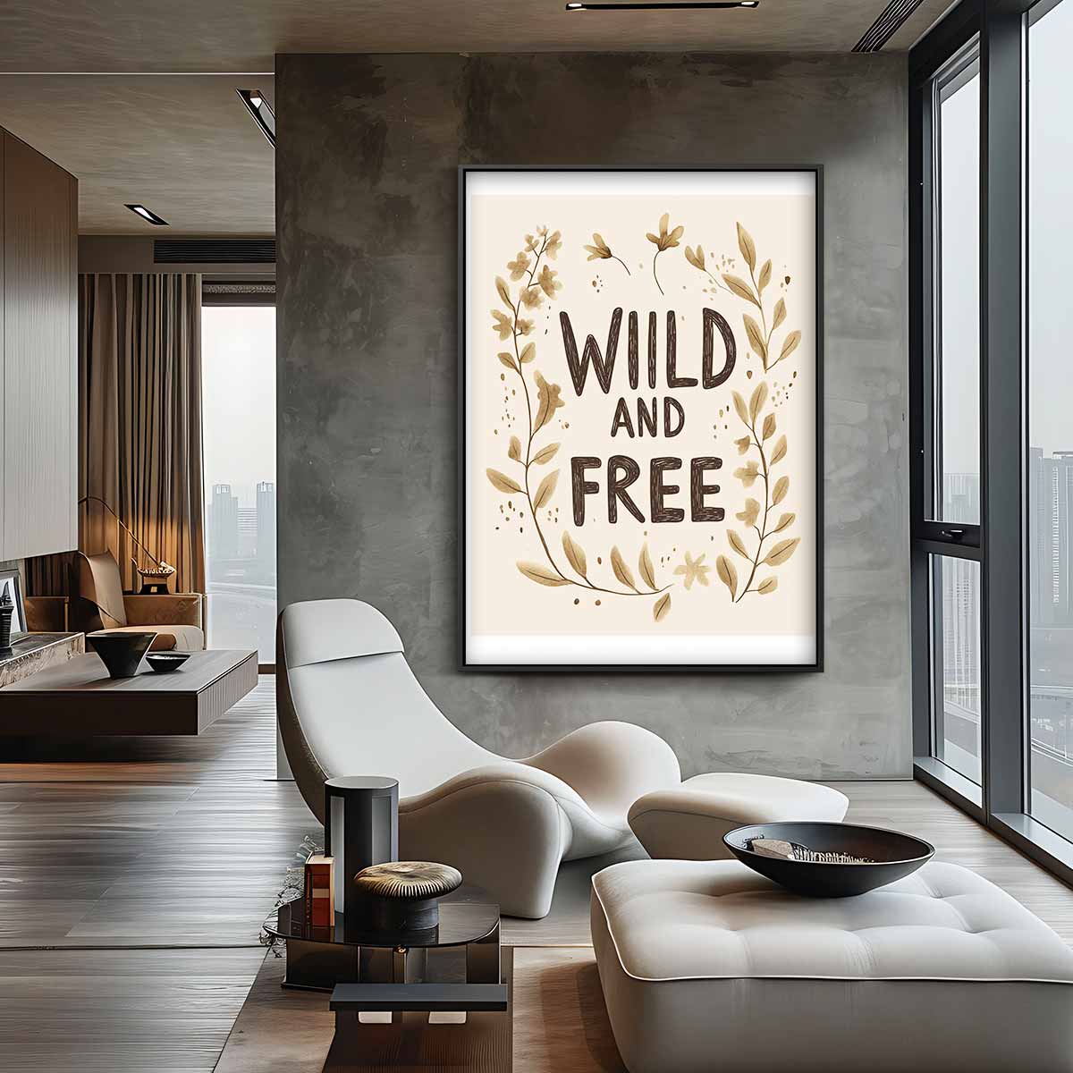 Wild and Free Botanisch Kunstwerk – canvas wanddecoratie in portret formaat