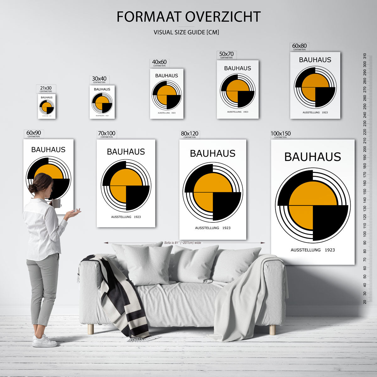 Cirkelstructuur en lijnen – Bauhaus poster als moderne geometrische wanddecoratie